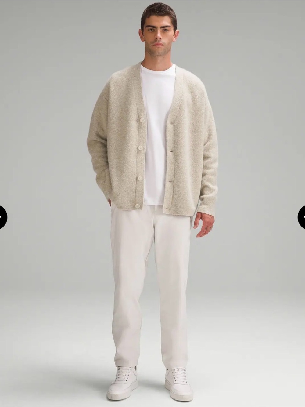 Men's Lululemon Alpaca Wool Blend Oatmeal Cardigan Sweater - Picture 2 of 15